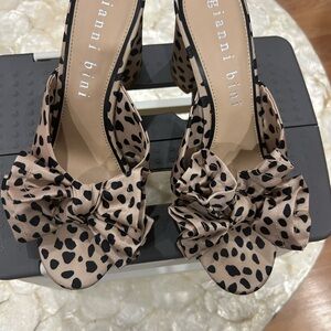 Gianni Bini Black and Tan Polka Dot Heels